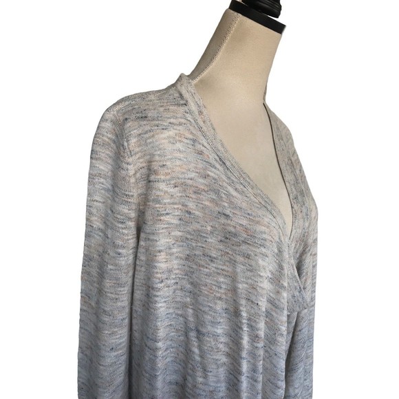 Loft Gray Beige Open Drape Linen Blend Long Sleeves Lightweight Sweater S - Picture 3 of 9